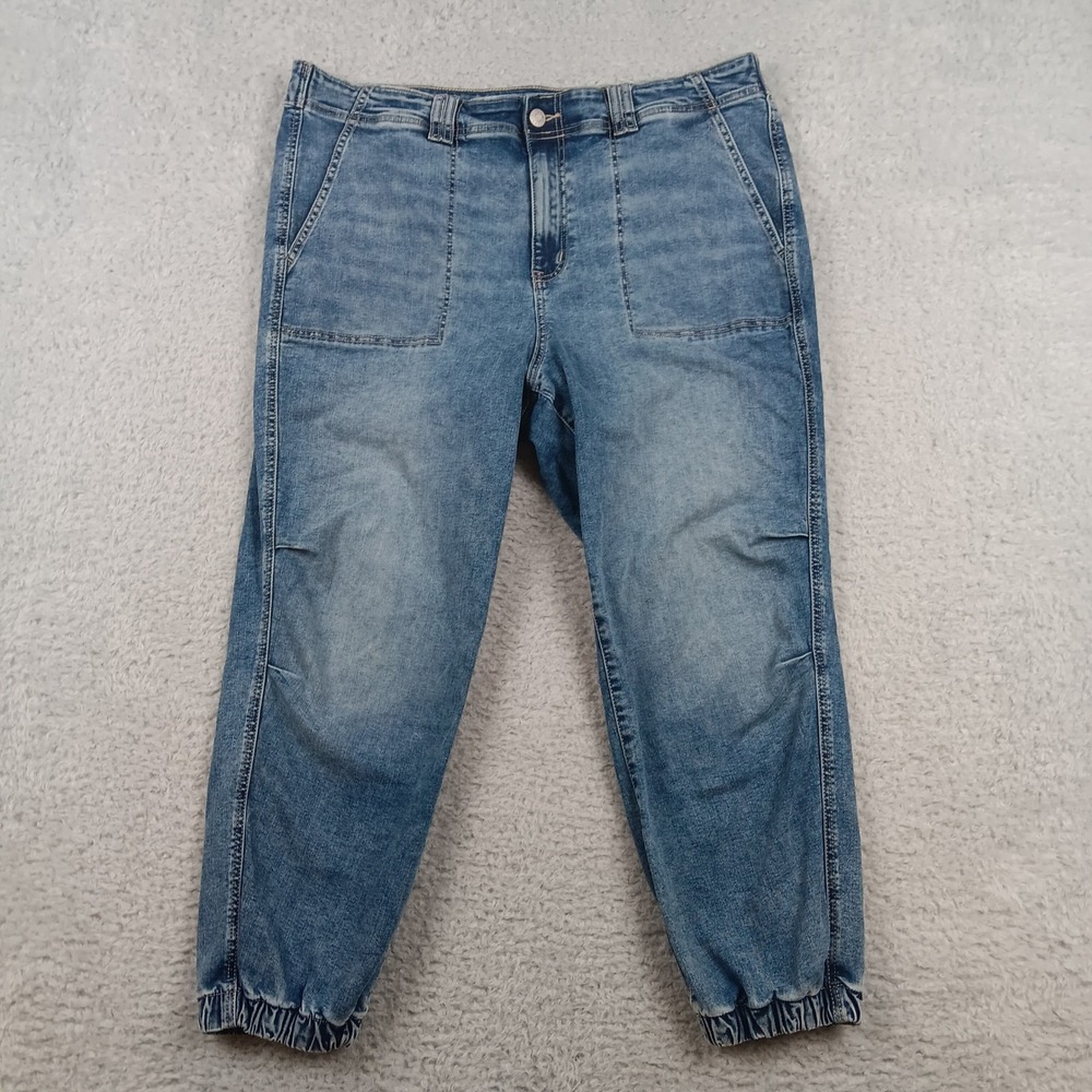 Torrid Jogger Jean Cargo Women 20R Blue Medium Wash Elastic Cuff 42705184